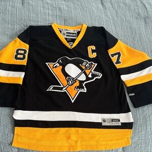 Reebok Youth Black/Gold Pittsburgh Penguins Crosby 87 Hockey Jersey L/XL